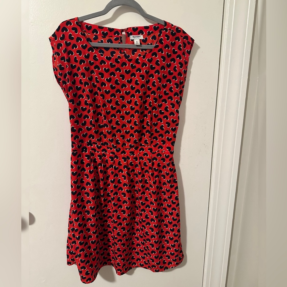 Red and Black Heart Print Dress